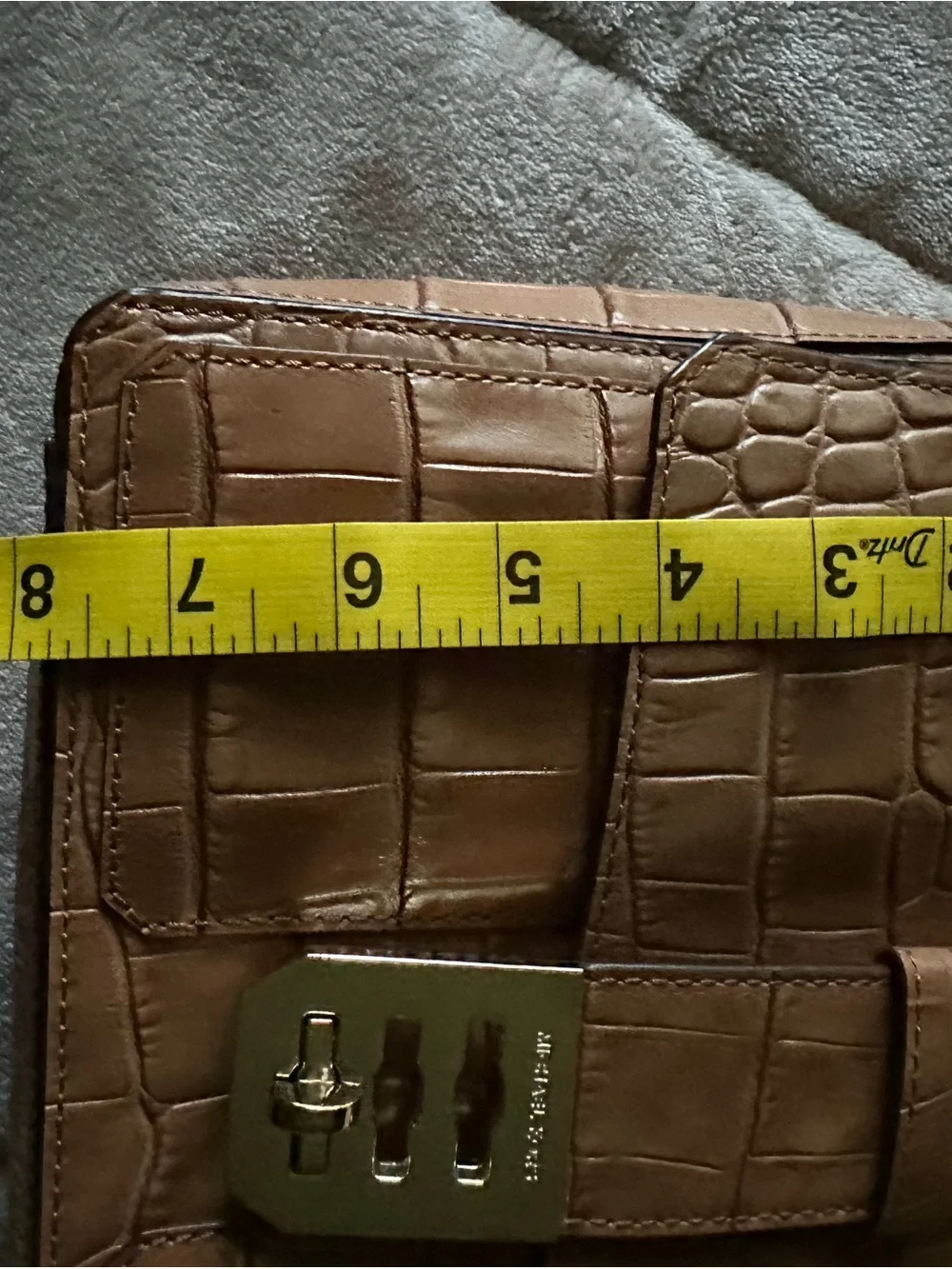 Rare Michael Kors Croc-Embossed Brown Leather Shoulder Bag